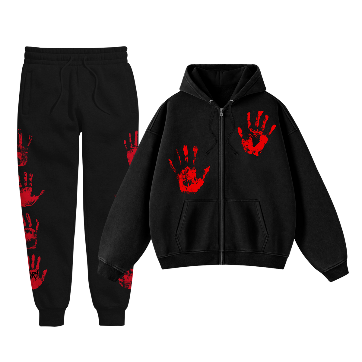 HANDPRINT HOODIE SET (BLACK)